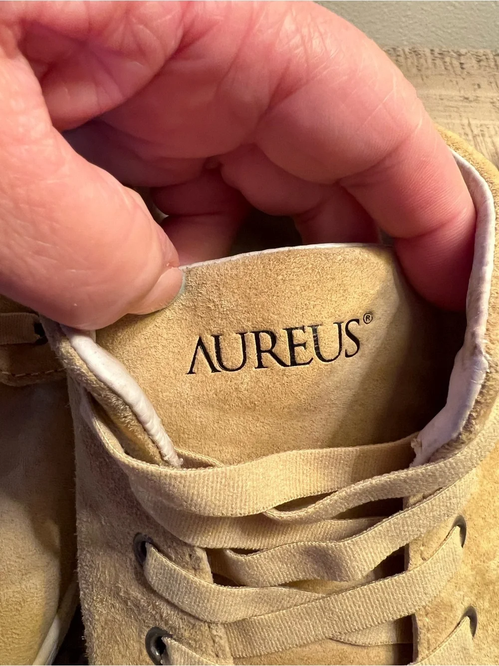 Aureus Patron Men's Beige NuBuck Leather Chukka Slip On Boots - Size 10.5